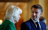 Emmanuel Macron au côté de la reine Camilla pour la première visite d'Etat au Royaume-Uni d'un président français en 17 ans, le 8 juillet 2025 