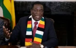 Le président élu Emmerson Mnangagwa lors d'une conférence de presse, le 3 août 2018 à Harare, au Zimbabwe