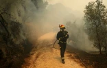 Des pompiers combattent un incendie de forĂŞt près de San MartĂn de Valdeiglesias, Ă environ 70 km Ă l’ouest de Madrid, le 26 juillet 2026