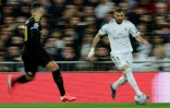 Karim Benzema, l'attaquant français du Real Madrid, contre Manchester City en huitièmes de finale aller de Ligue des champions le 27 février 2020 à Santiago-Bernabeu