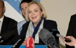 Judith Collins à la tête du parti national de centre droit en Nouvelle-Zélande fait campagne le 13 octobre  2020 à Wellington quelques jours avant les élections