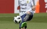 La star de l'Argentine Lionel Messi à l'entraînement, le 24 juin 2018 à Bronnitsy, dans la région de Moscou 