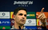 L'entraîneur d'Arsenal Mikel Arteta, en conférence de presse, le 29 mai 2026 à Budapest