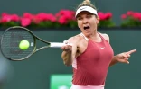 La Roumaine Simona Halep, lors de sa demi-finale face à la Polonaise Iga Swiatek, le 18 mars 2022 au tournoi d'Indian Wells en Californie