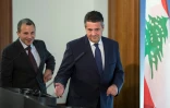 Le ministre allemand des Affaiers étrangères Sigmar Gabriel (D) et son homologue libanais Gebrane Bassil arrivent à une conférence de presse conjointe à Berlin, le 16 novembre 2017