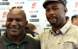Les boxeurs Evander Holyfield et Lennox Lewis, le 24 avril 2015 à New YorK