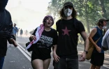 Manifestants lors d'une marche anti-G7 à Génève, le 14 juin 2026