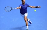 Le Serbe Novak Djokovic lors d'une séance d'entraînement en vue de l'Open d'Australie, le 12 janvier 2019 à Melbourne