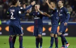 La satisfaction des Parisiens à l'issue de leur victoire sur Lyon, le 27 novembre 2016 au Parc OL
