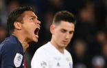 Le défenseur du PSG Thiago Silva lors du match contre Strasbourg en L1 au Parc des Princes, le 7 avril 2019
