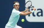 Le Suisse Roger Federer face à l'Américain John Isner en finale du tournoi de Miami, le 31 mars 2019