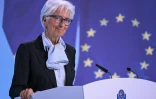La présidente de la Banque centrale européenne (BCE) Christine Lagarde, lors d'une conférence de presse à Francfort, le 11 avril 2024