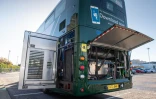 Un bus "double decker" à hydrogène dans une rue d'Ellon, le 5 novembre 2020 dans la région d'Aberdeen, en Ecosse
