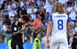 L'attaquant vedette de l'Argentine Lionel Messi dépité à la fin du match contre l'Islande au Mondial, le 16 juin 2018 à Moscou