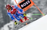Le Français Blaise Giezendanner, lors de la descente de Kitzbühel, comptant pour la Coupe du monde de ski alpin, le 21 janvier 2022