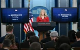 La porte-parole de la Maison Blanche Karoline Leavitt lors d'un point de presse, le 31 janvier 2025 à Washington