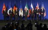 Les représentants de l'Iran et des 5 membres du conseil de sécurité de l'Onu lors de l'annonce de l'accord sur le nucléaire iranien le 2 avril 2015 à Lausanne