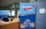 Une affiche avec le logo du parti nationaliste allemand AfD au Bundestag, le 26 septembre 2017