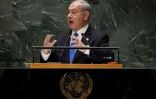 Le Premier ministre israélien Benjamin Netanyahu à la tribune de l'Assemblée générale de l'ONU, le 22 septembre 2023 à New York