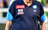 L'entraîneur de Naples Maurizio Sarri après le match de Serie A contre la Fiorentina, le 29 avril 2018 à Florence  