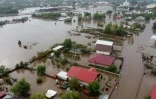 Vue aérienne des inondations dans le village de Pechea (sud-est de la Roumanie), le 14 septembre 2024