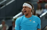 L'Allemand Alexander Zverev rugit lors de sa victoire contre le Belge Alexander Blockx, en demi-finale du Masters 1000 de Madrid, le 1er mai 2026