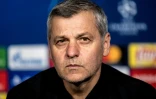 L'entraîneur de Lyon Bruno Genesio en conférence de presse, le 18 février 2019 à Décines-Charpieu, près de Lyon