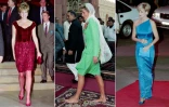 Collage de plusieurs photographies de la princesse de Galles Diana, aussi connue sous le nom de Lady Di, le 15 novembre 1992 à Lille (g), le 27 septembre 1991 à Lahore et le 31 octobre 1996 à Sydney (d)