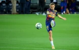 L'attaquant français de Barcelone, Antoine Griezmann, à l'échauffement avant le match de Liga face à l'Espanyol, au Camp Nou, le 8 juillet 2020