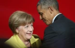 Angela Merkel et Barack Obama le 24 avril 2016 Ă Hanovre