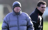 L'entraîneur de Manchester United Sir Alex Ferguson (g) et son adjoint le Portugais Carlos Queiroz lors d'une séance d'entraînement, le 5 décembre 2006 à Manchester