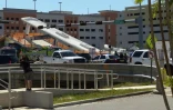 Capture d'écran de l'AFP TV montrant le pont écroulé à promixité de l'université internationale de Floride à Miami, le 15 mars 2018