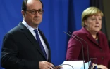 Le président François Hollande et la chancelière Angela Merkel lors d'une conférence de presse commune le 19 octobre 2016 à Berlin