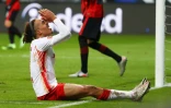 L'attaquant de Leipzig Yussuf Poulsen lors d'un match Ă Francfort, le 21 novembre 2020
