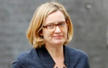 Amber Rudd le 25 avril 2018 à 10 Downing Street, à Londres
