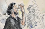 Croquis d'audience du 8 septembre 2021 montrant Salah Abdeslam, lors du procès des attentats du 13 novembre 2015 à Paris