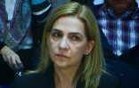 L'infante Cristina lors de son procès retransmis le 3 mars 2016 dans la salle de presse du tribunal à Palma de Majorque