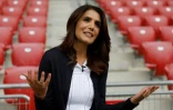 Alona Barkat, propriétaire du club israélien Hapoel Beer Sheva, lors d'un interview au stade de Beer-Sheva, le 8 mai 2018