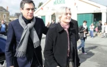 François et Penelope Fillon à la sortie d'un bureau de vote le 21 mars 2010 à Solesmes 