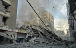 Un immeuble détruit par un bombardement israélien dans la banlieue sud de Beyrouth, le 6 mars 2026