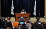 Le porte-parole des talibans, Zabiullah Mujahid, donne une conférence de presse à Kaboul, le 30 octobre 2021