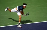 L'Argentin Leonardo Mayer face au Français Gaël Monfils au 2e tour du Masters 1000 d'Indian Wells en Californie, le 9 mars 2019    