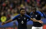 Le milieu des Bleus Thomas Lemar buteur face à la Colombie en match amical au Stade de France, le 23 mars 2018