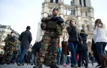 Soldats déployés devant Notre-Dame le 30 décembre 2015 à Paris