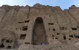 Le site de deux statue de Bouddha détruit par les talibans dans la province de Bamyan, dans le centre de l'Afghanistan
