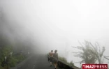 Jeudi 31 janvier 2008 - 
La route des laves noyée sous l'épais brouillard généré par la vapeur d'eau