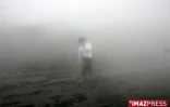 Jeudi 31 janvier 2008 - 
La route des laves noyée sous l'épais brouillard généré par la vapeur d'eau