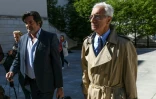Les avocats Jean-Yves Le Borgne (D) et Randall Schwerdorffer (G)après l'audition de leur client Frédéric Péchier, à Besançon, le 16 mai 2019