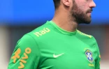 Le gardien du Brésil Alisson Becker lors d'une séance d'entraînement, le 9 juin 2018 à Vienne