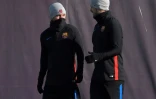 Lionel Messi et Luis Suarez durant une séance d'entraînement le 22 décembre 2017 près de Barcelone